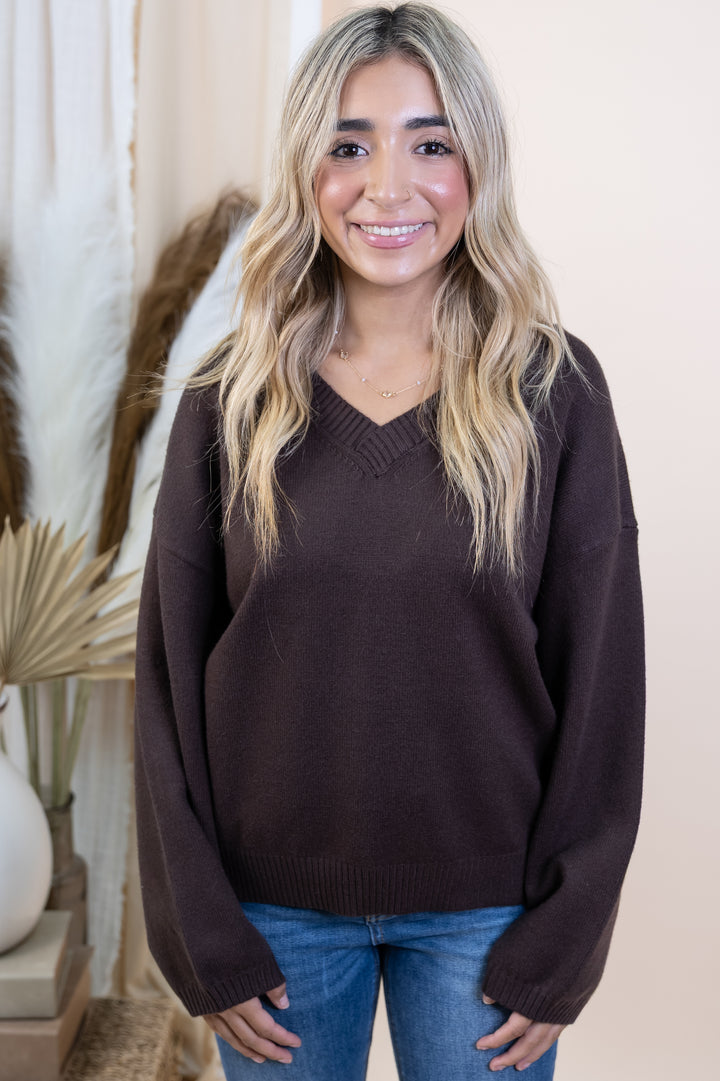 "Weekend Warmth" Sweater (Dark Brown)