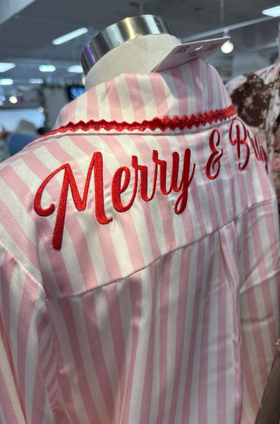 "Merry & Bright" Pajama Set (Pink/Red)