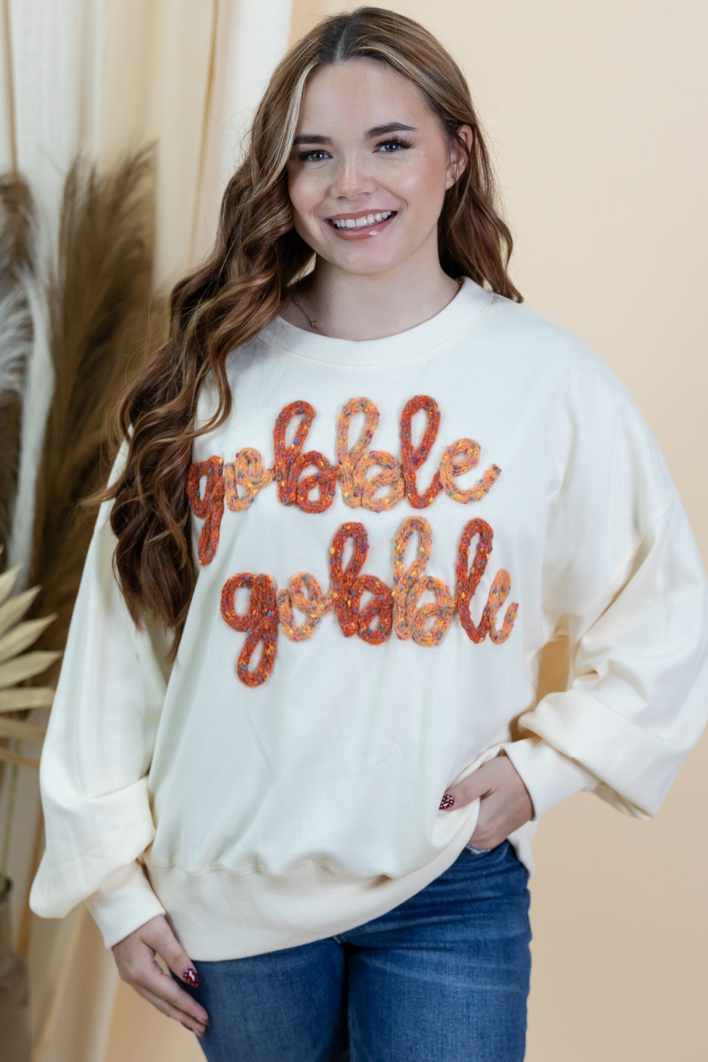 "Gobble Gobble" Sweatshirt (Cream)