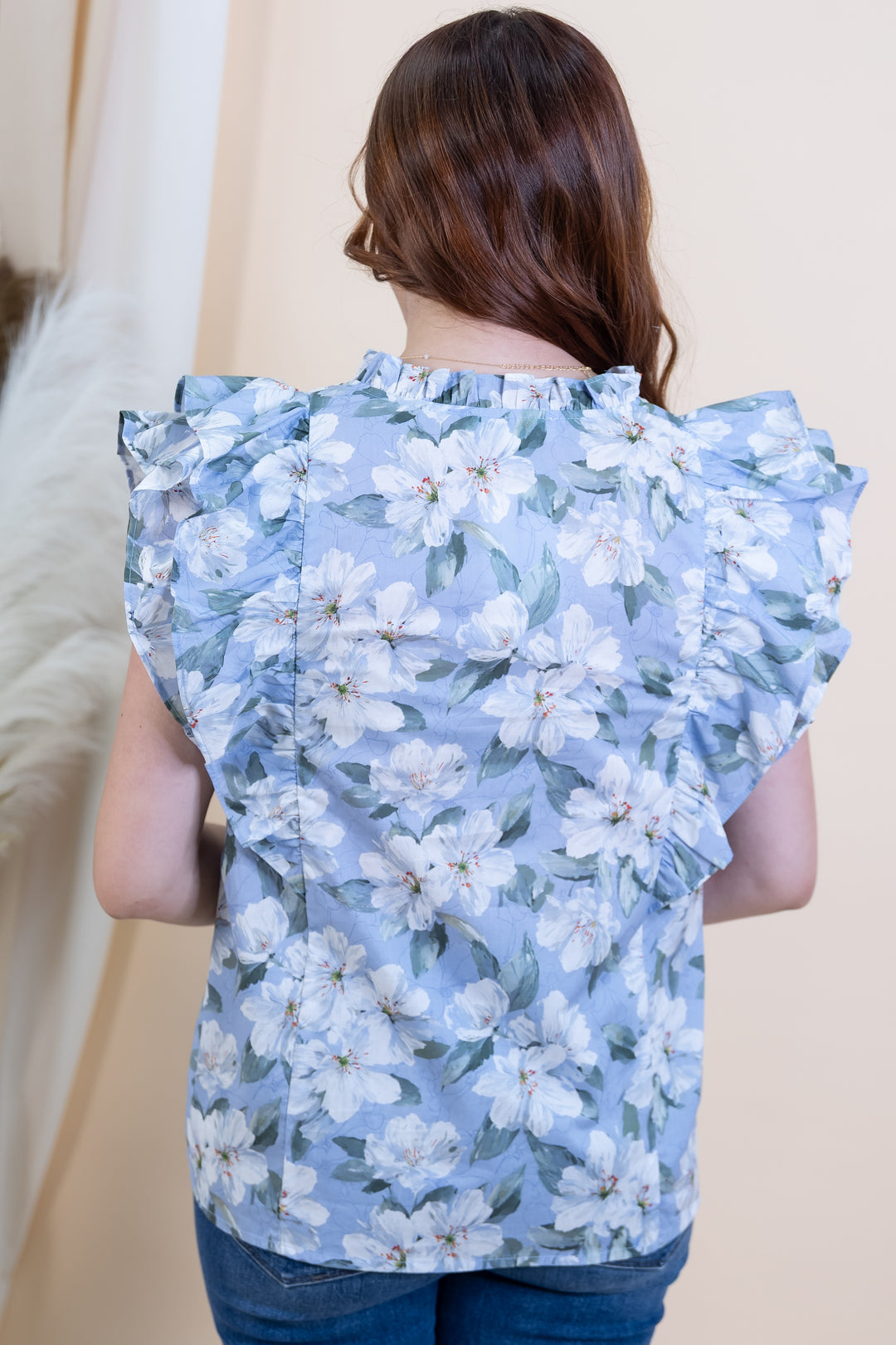 "Flirty Flair" Blouse (Blue)