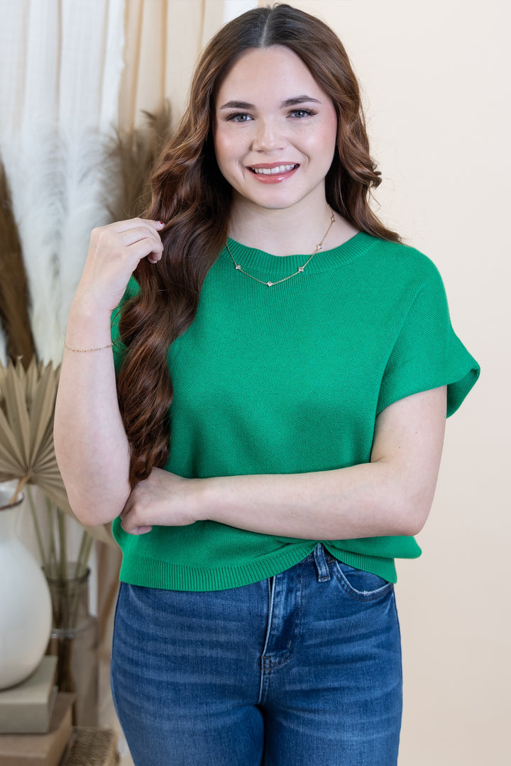 "Knot So Fast" Sweater Top (Kelly Green)