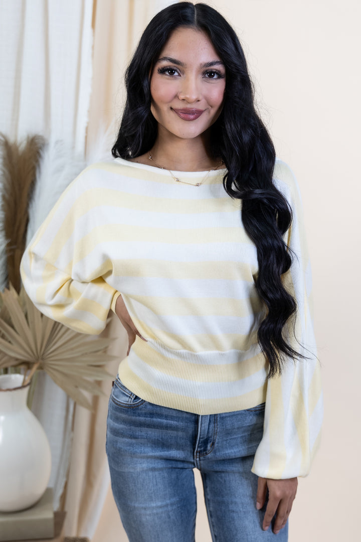 "Bright Side" Sweater (Light Yellow Stripe)