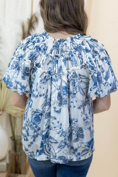 "Slow Mornings" Blouse (Blue)