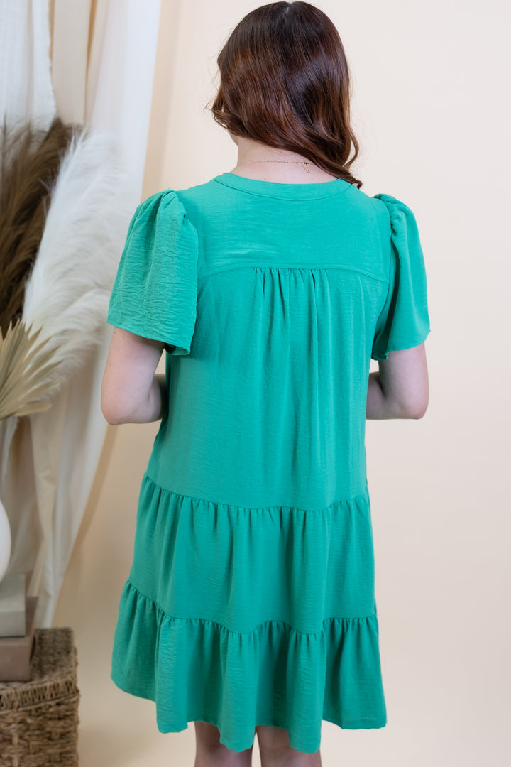 "Sweet Cascade" Dress (Emerald Green)