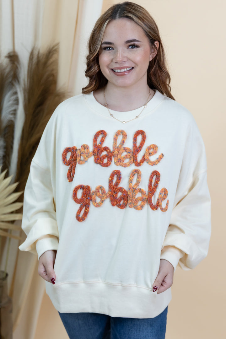 "Gobble Gobble" Sweatshirt (Cream)