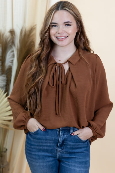 "Balanced Life" Blouse (Brown)