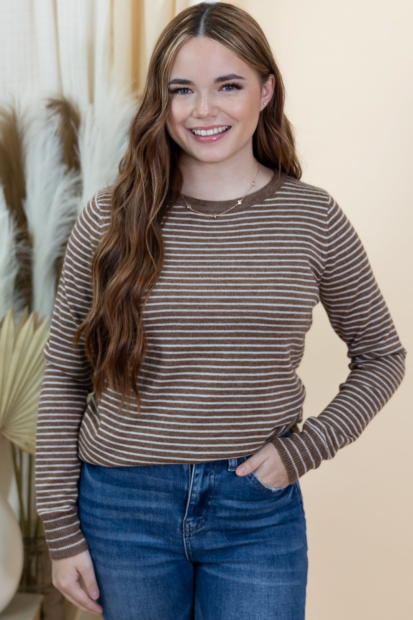 "Spontaneous Smiles" Long Sleeve Top (Camel)