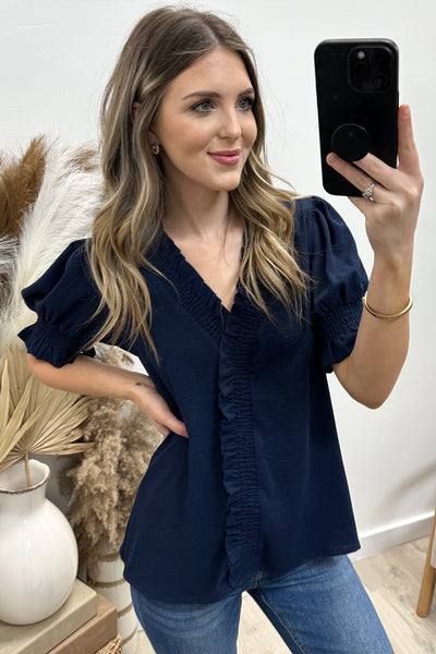 "Flirty Little Secret" Blouse (Navy)