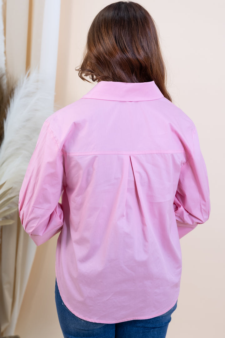 "Gracefully Buttoned" Button Up (Pink)