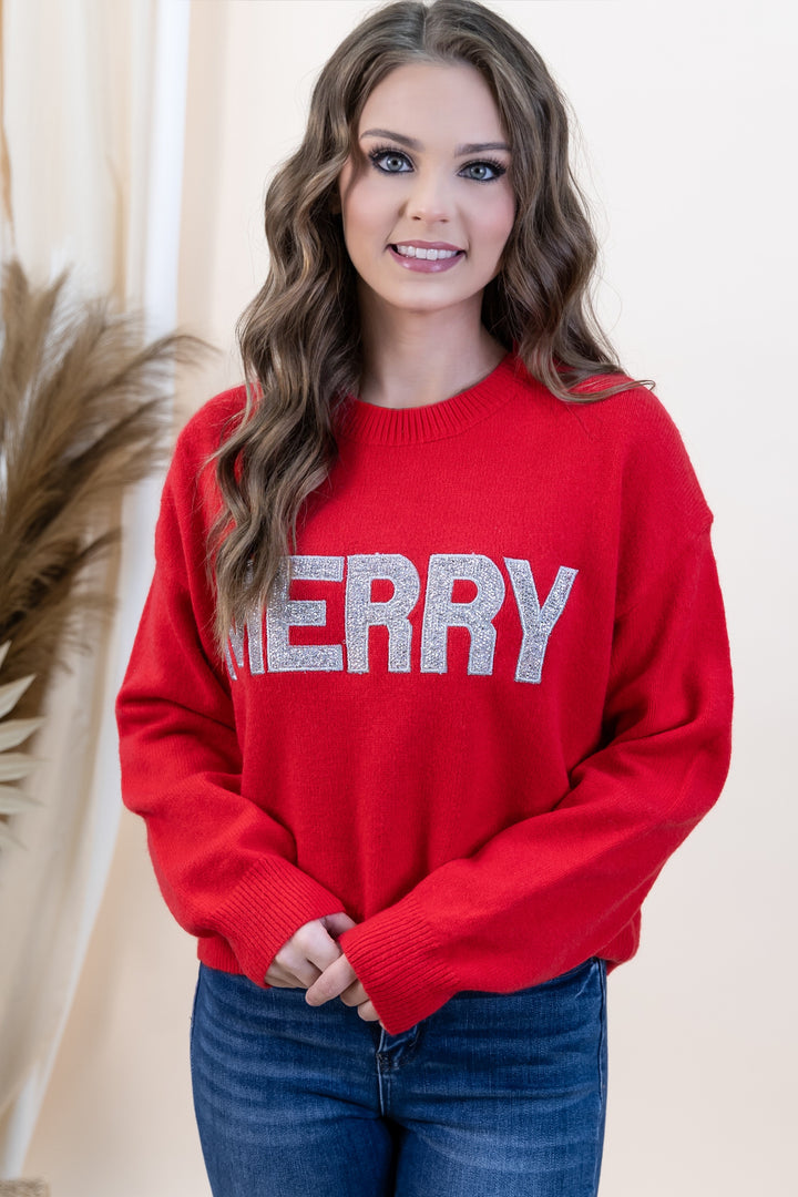 "Merry Magic" Sweater (Red/Silver)