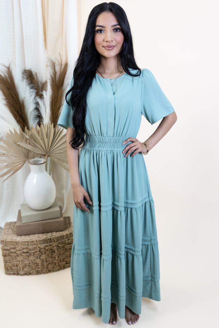 "Classic Charm" Dress (Sage)