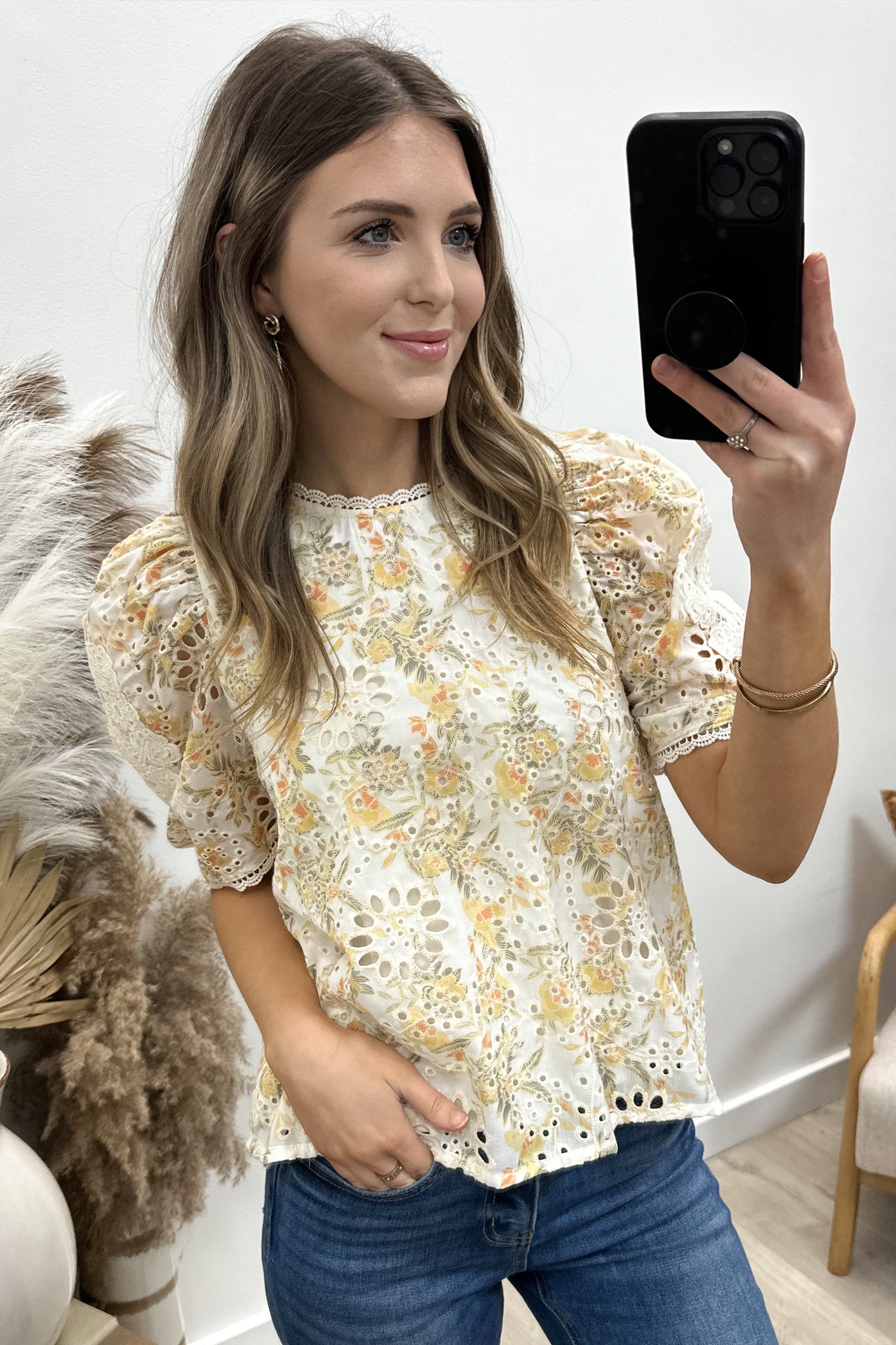 "Painted Skies" Blouse (Gold Combo)