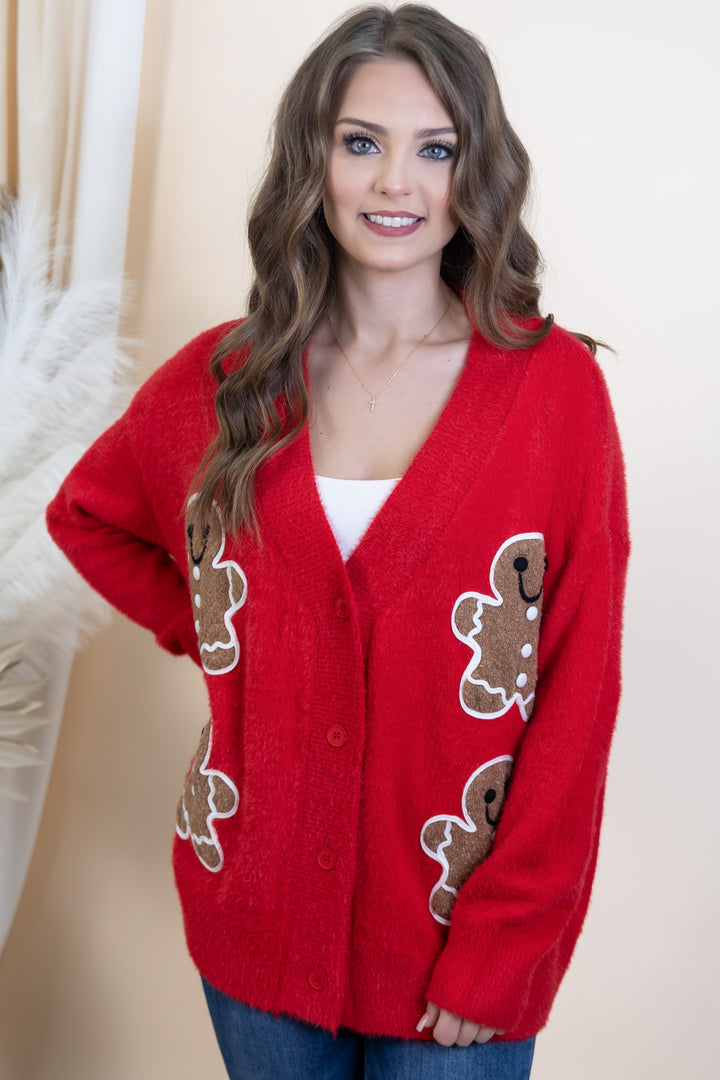 "Oh Snap" Cardigan (Red)