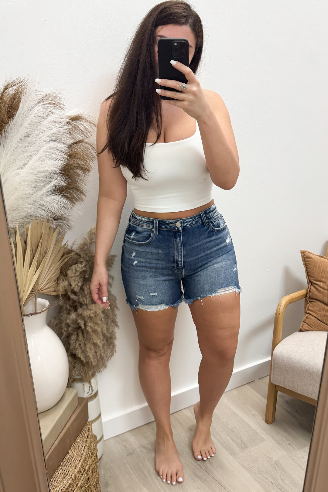 Clare Denim Shorts (Dark Wash)