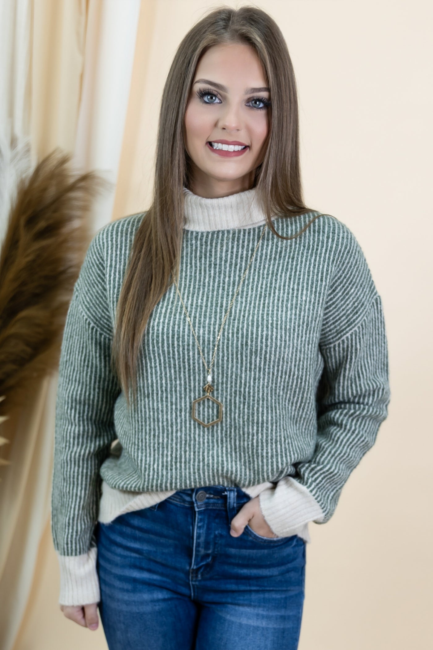 "Started With A Smile" Sweater (Dark Sage)