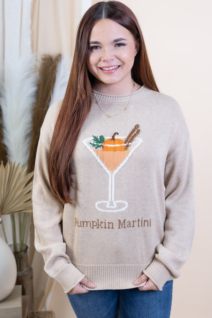 "Martini Hour" Sweater (Taupe)