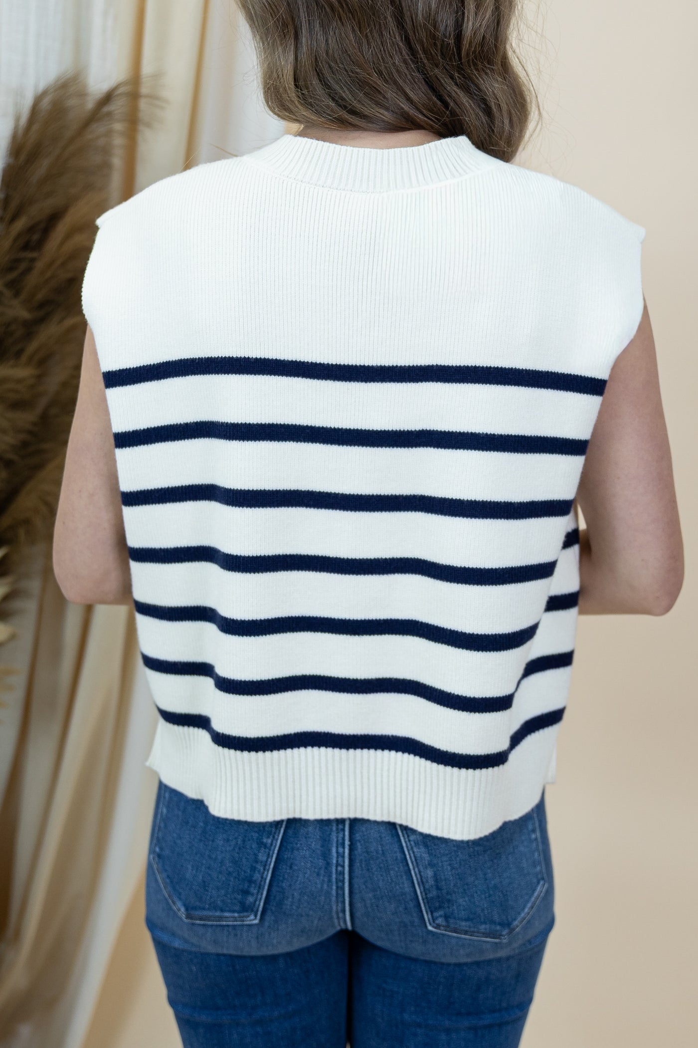 "Take Your Time" Sweater Top (Cream/Navy)
