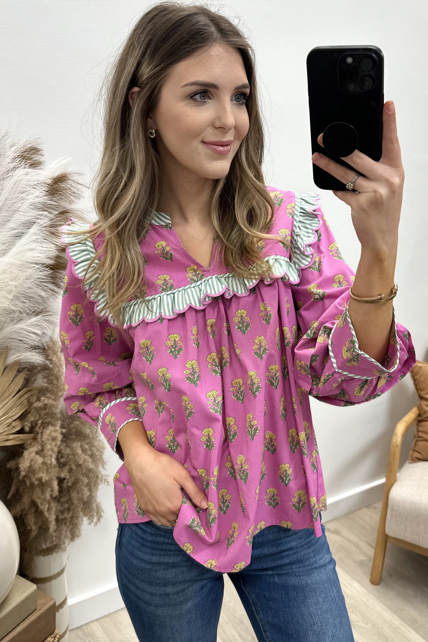 "Wildflower Valley" Blouse (Pink)