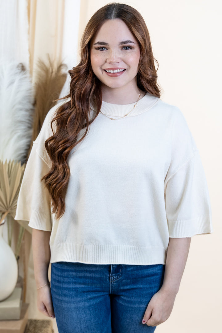 "Simple & Soft" Sweater Top (Cream)