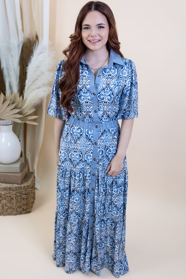"Drift & Drape" Dress (Blue)