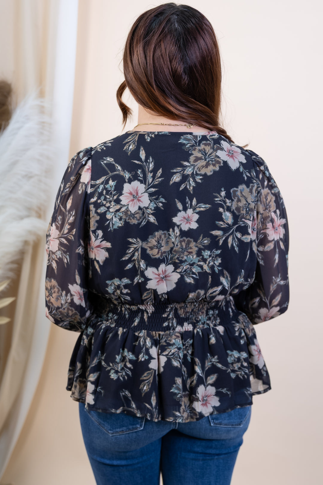 "Pretty Petal Party" Blouse (Black)