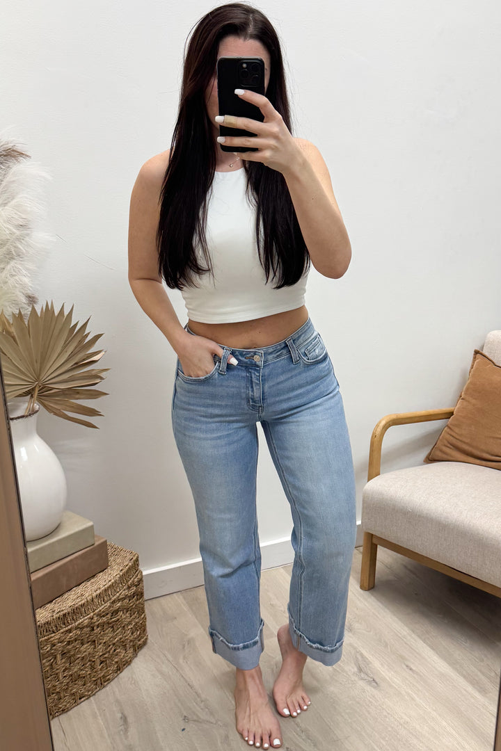Cassandra Slim Wide Leg Jeans