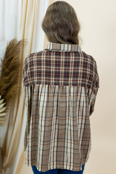 "Everyday Envy" Button Up (Brown Multi)