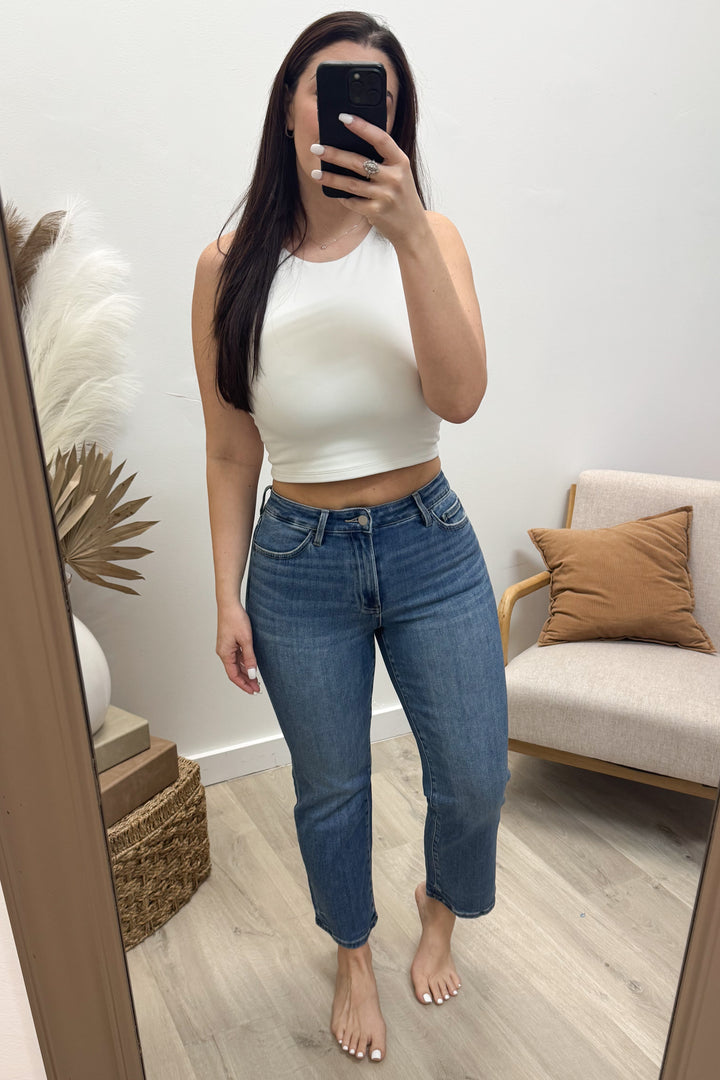 Nina Cropped Straight Leg Jeans