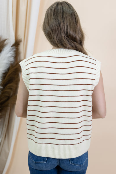 "Without Thinking" Sweater Top (Cream/Rust)