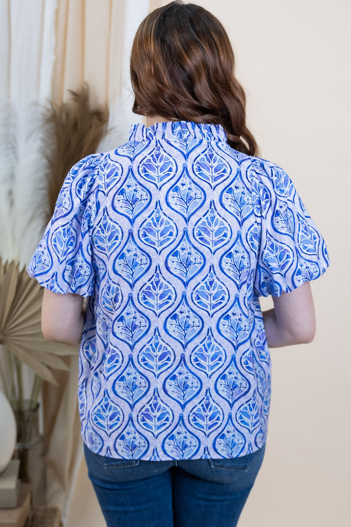 "Artsy Edge" Blouse (Royal)