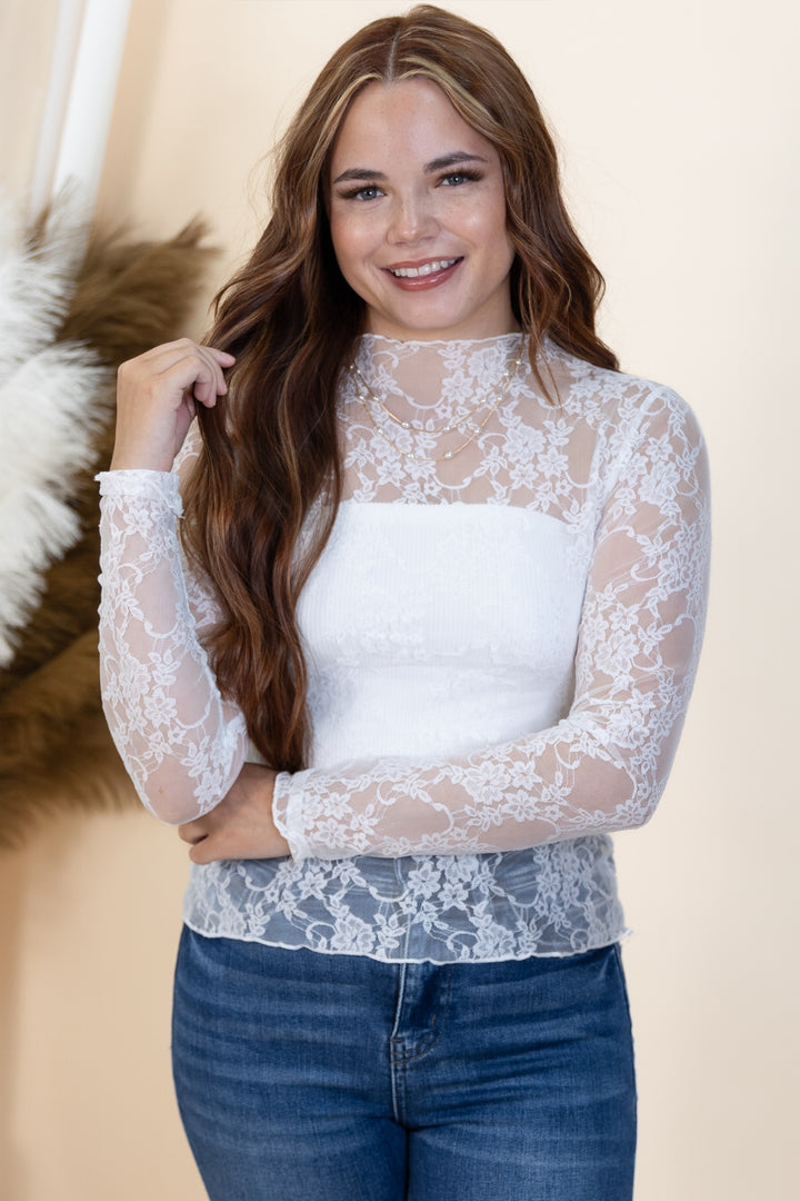 "Delicate Dreams" Lace Top (White)