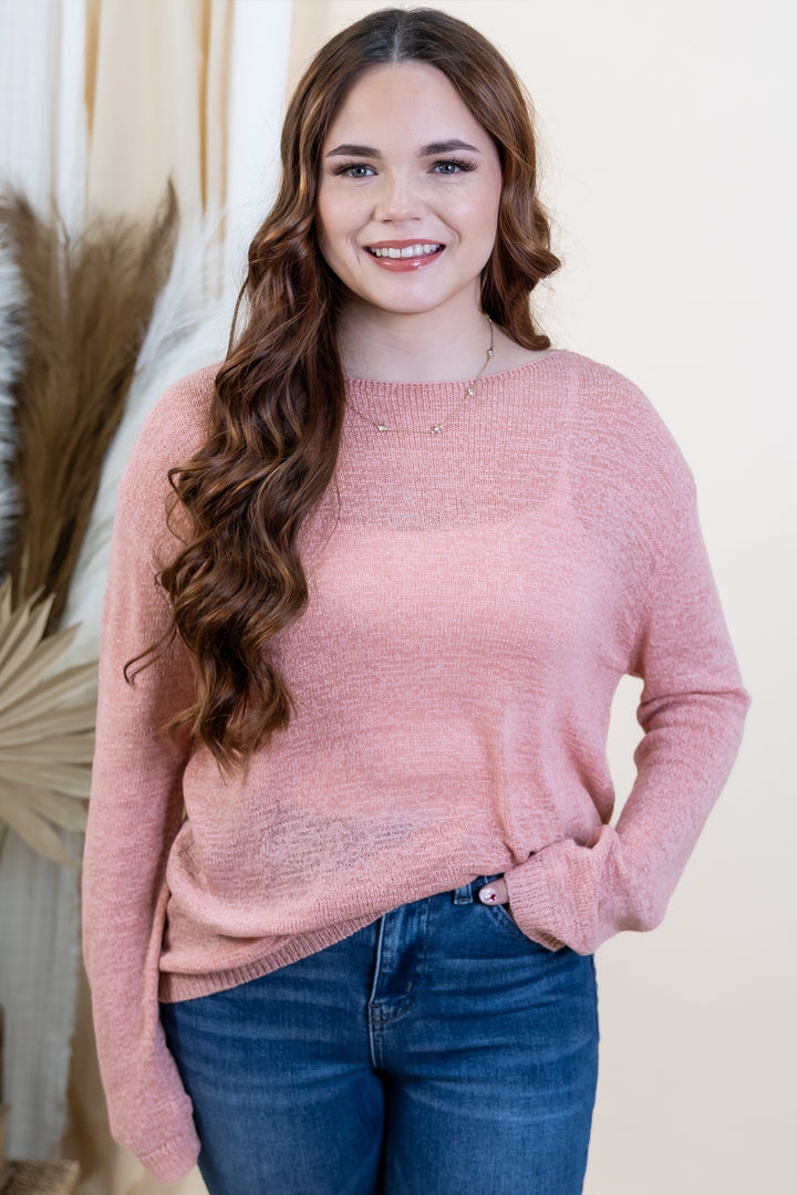 "Walking On Air" Sweater (Rose)