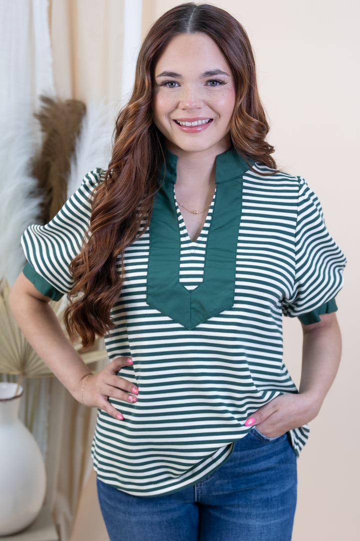 "Pattern Play" Blouse (Hunter Green)