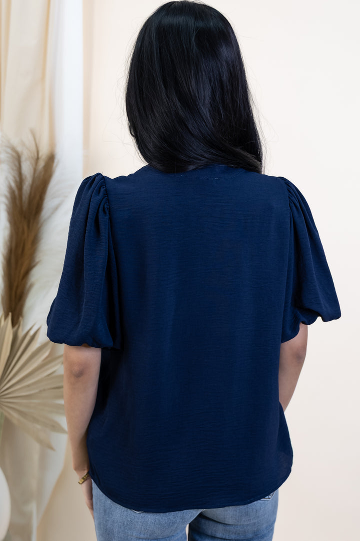 "Bow & Tell" Blouse (Navy)