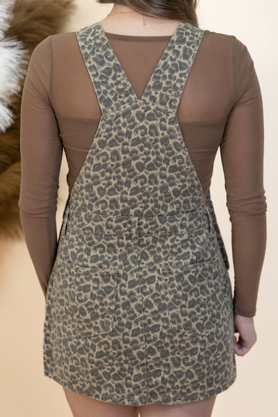 "Wild Decisions" Overall Dress (Taupe/Brown Animal)