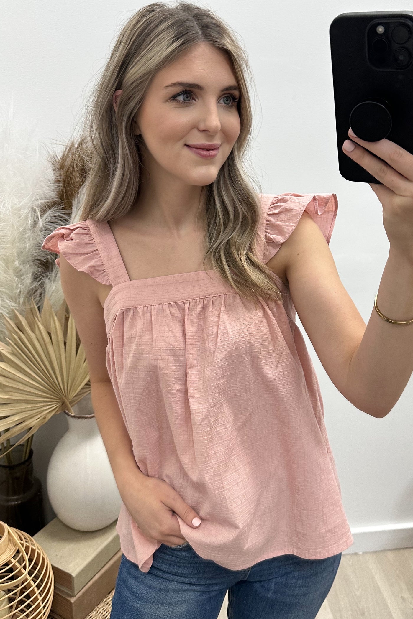 "Lingering Glances" Blouse (Blush)