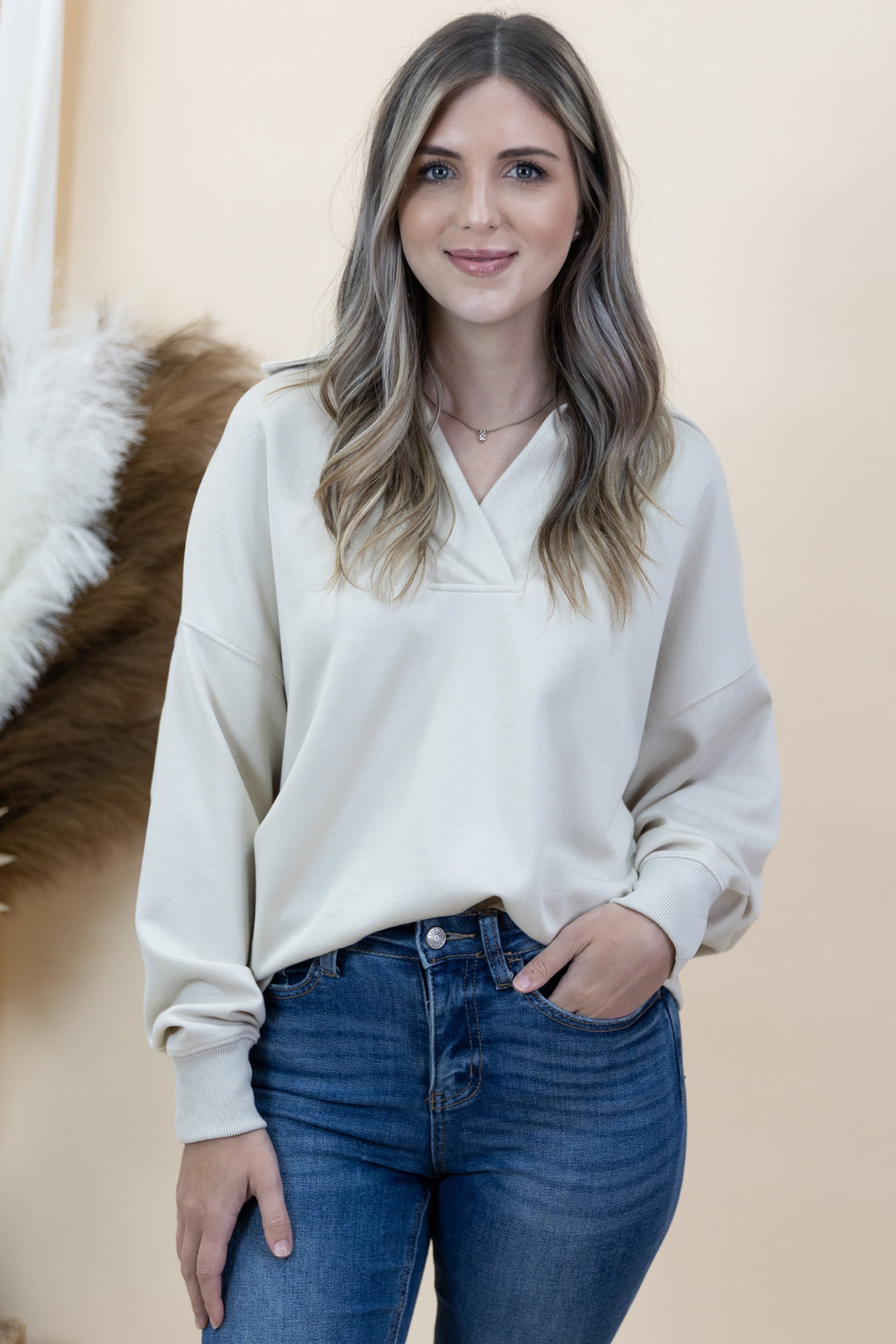 "Doing Just Fine" Sweatshirt (Ecru)