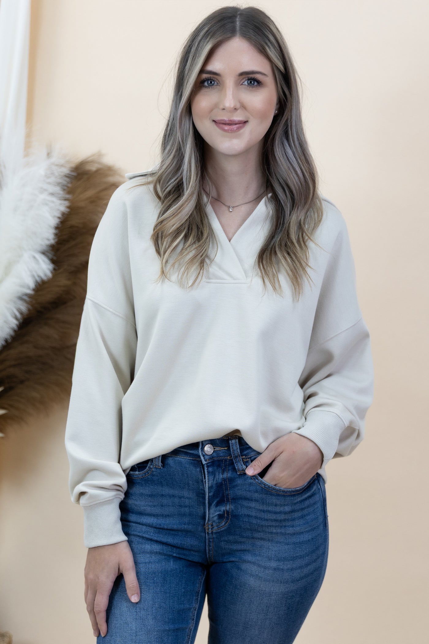 "Doing Just Fine" Sweatshirt (Ecru)