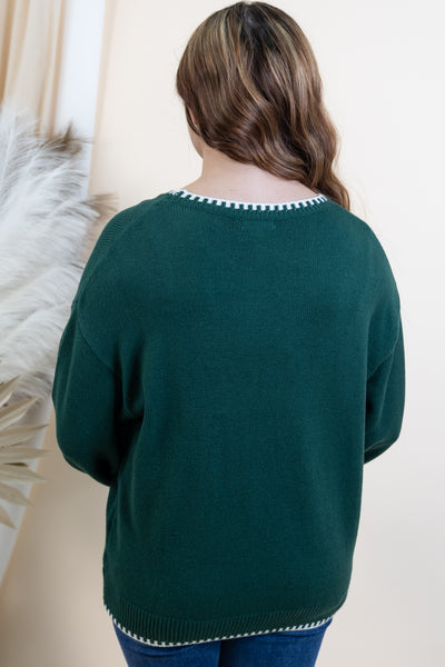 "Merry Mornings" Sweater (Hunter Green)