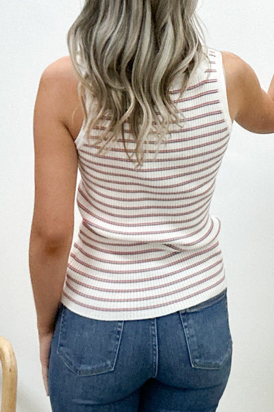 "Carefree Days" Tank Top (White/Cherry)