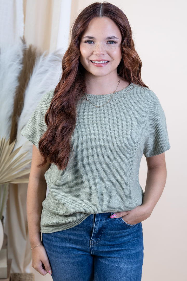 "Always Cozy" Top (Light Olive)