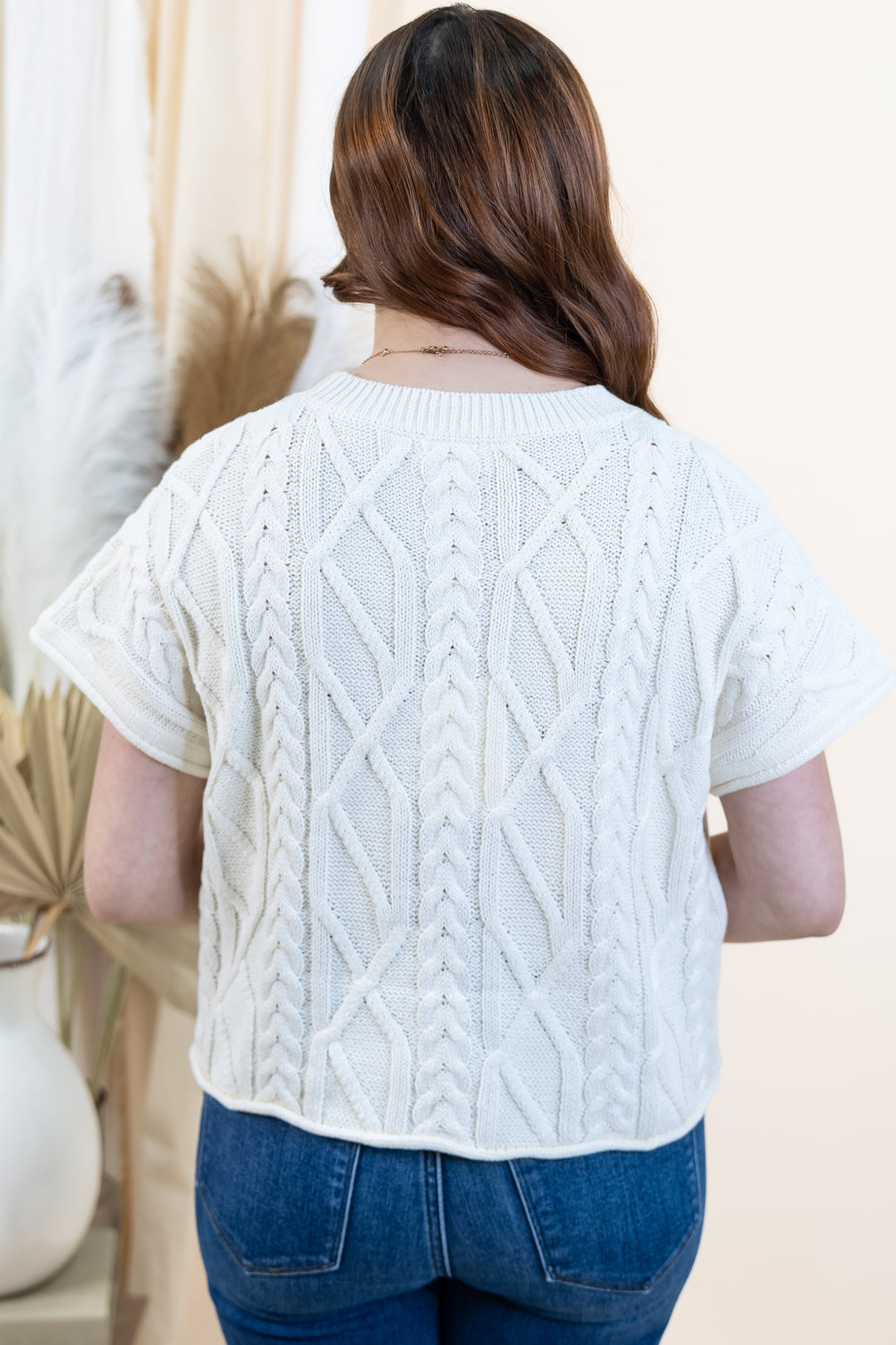 "Modern Stitch" Sweater Top (Off White)