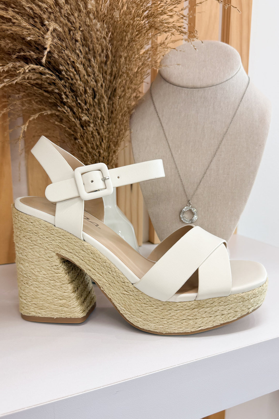 Melanie Platform Sandals (Bone)