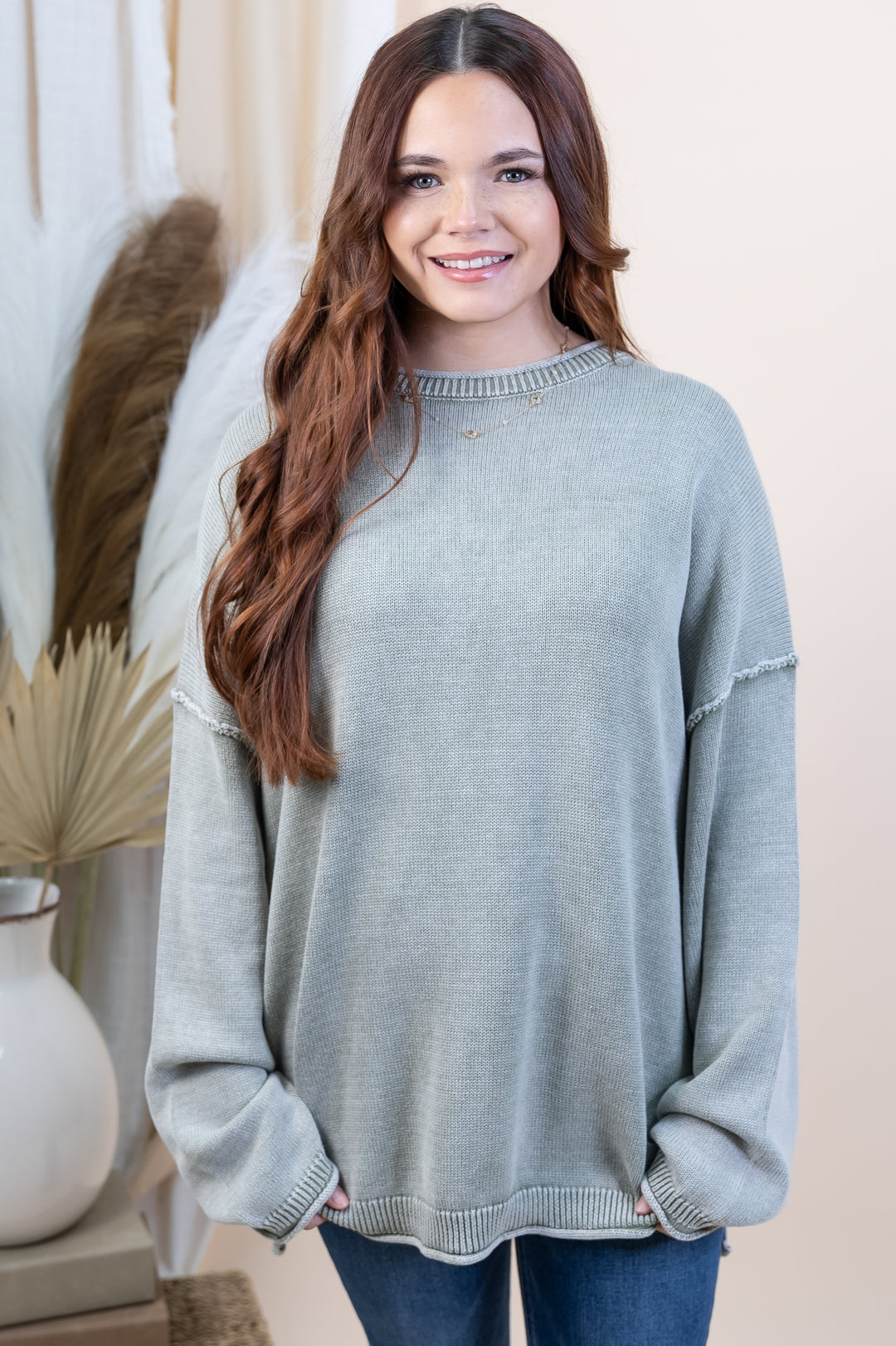 "Quite The Look" Sweater (Light Olive)