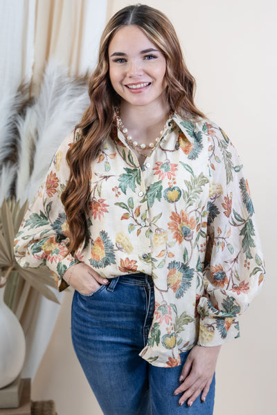 "Polished Perspective" Blouse (Ecru)