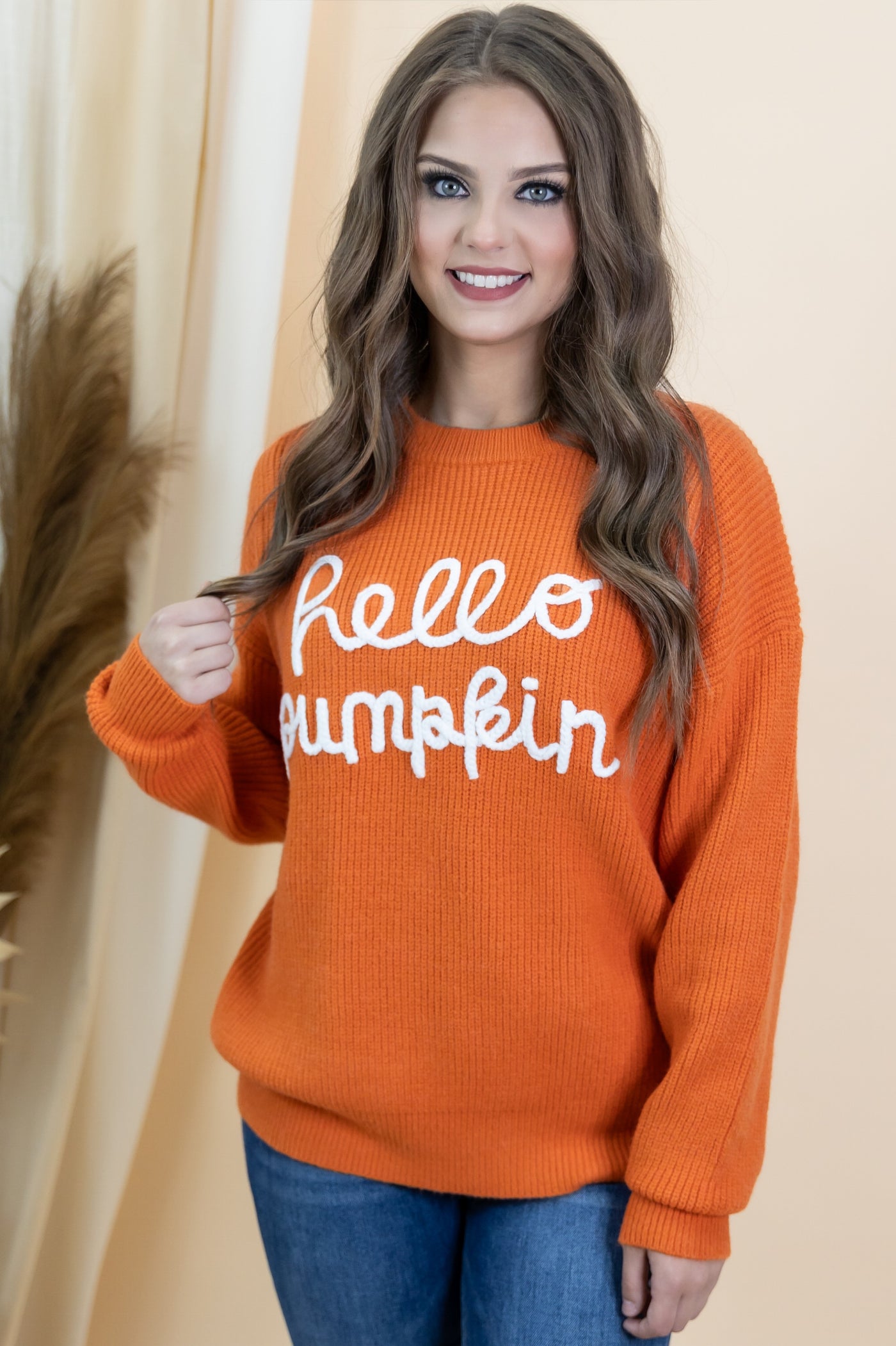 "Hello Pumpkin" Sweater (Burnt Orange)