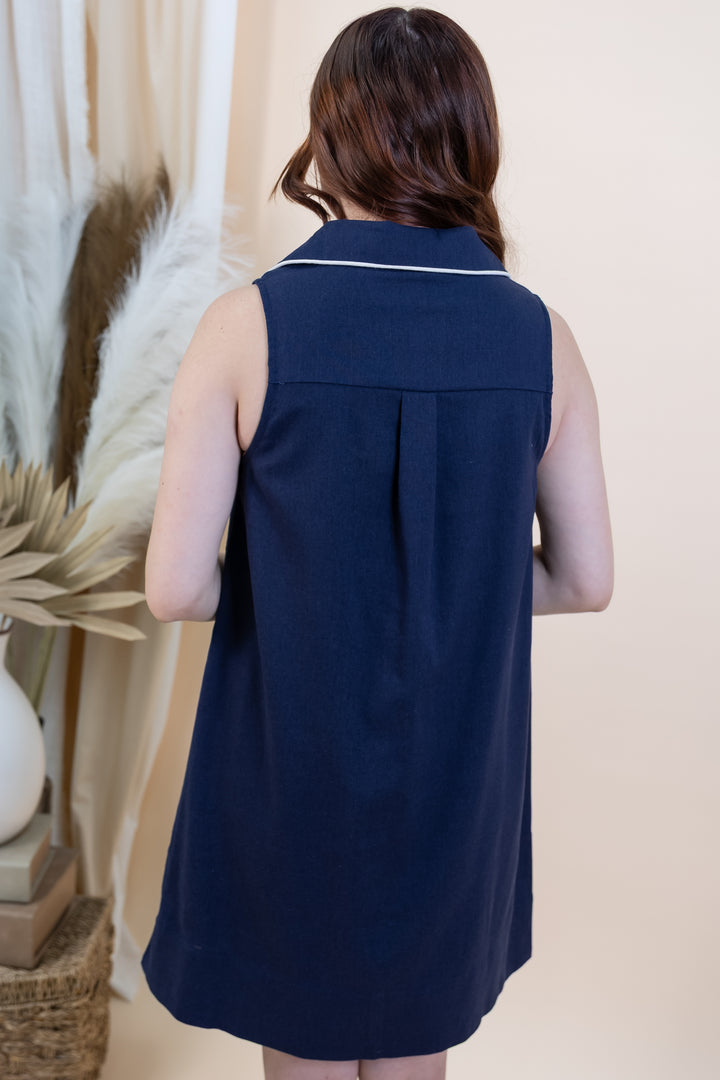 "Chic Lines" Dress (Navy)