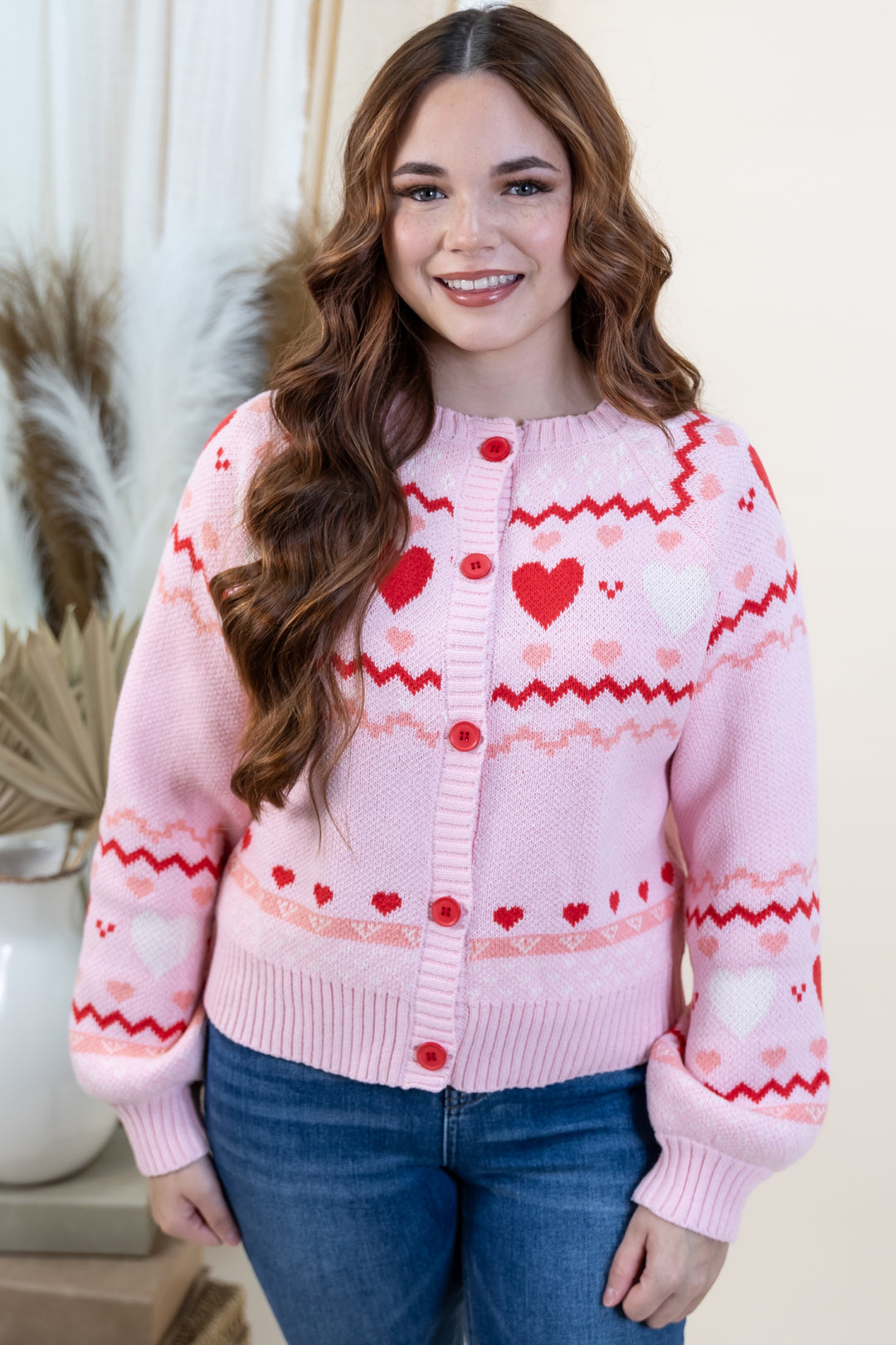 "Heartfelt Hugs" Cardigan (Pink)