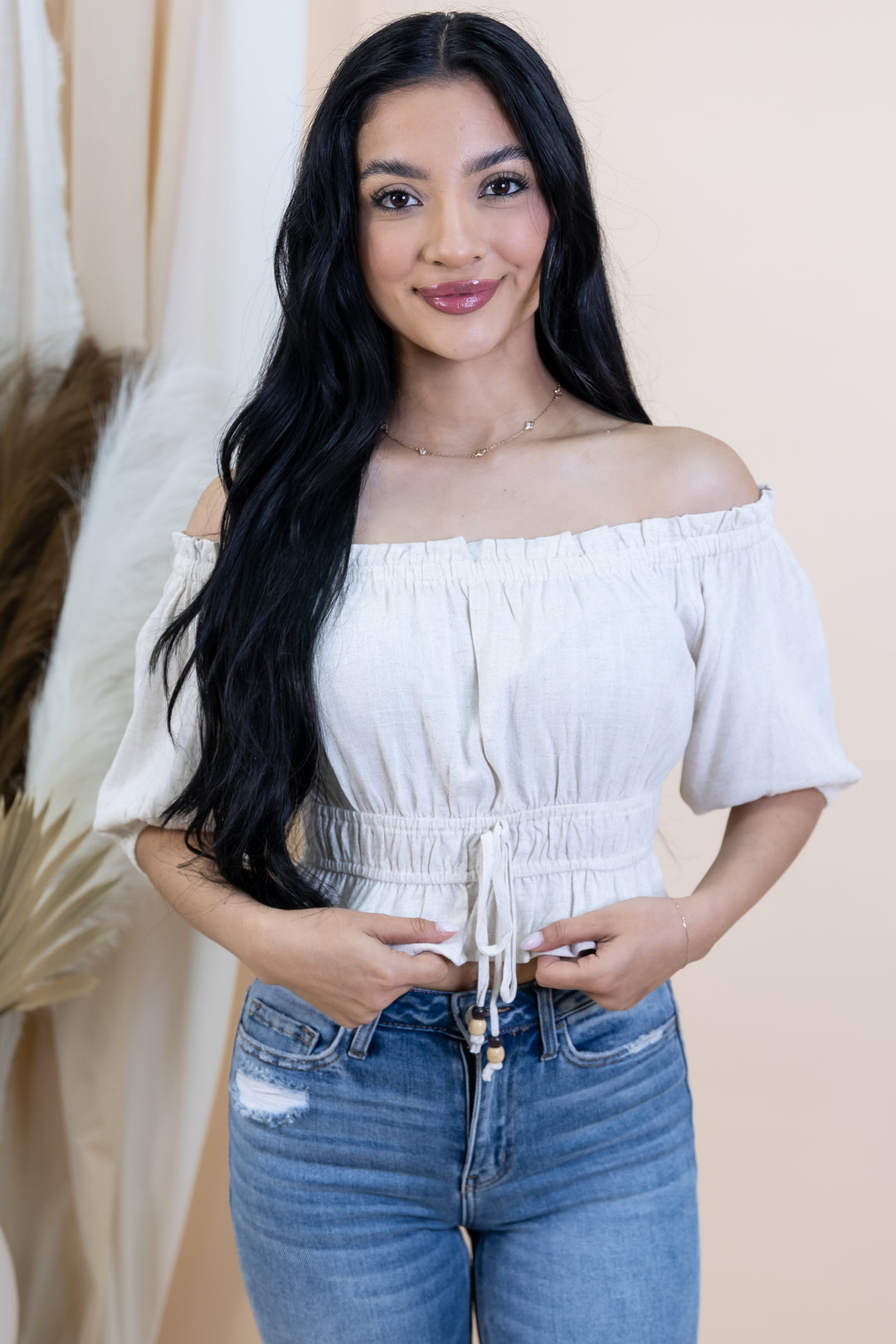"Beaded Breeze" Top (Natural)