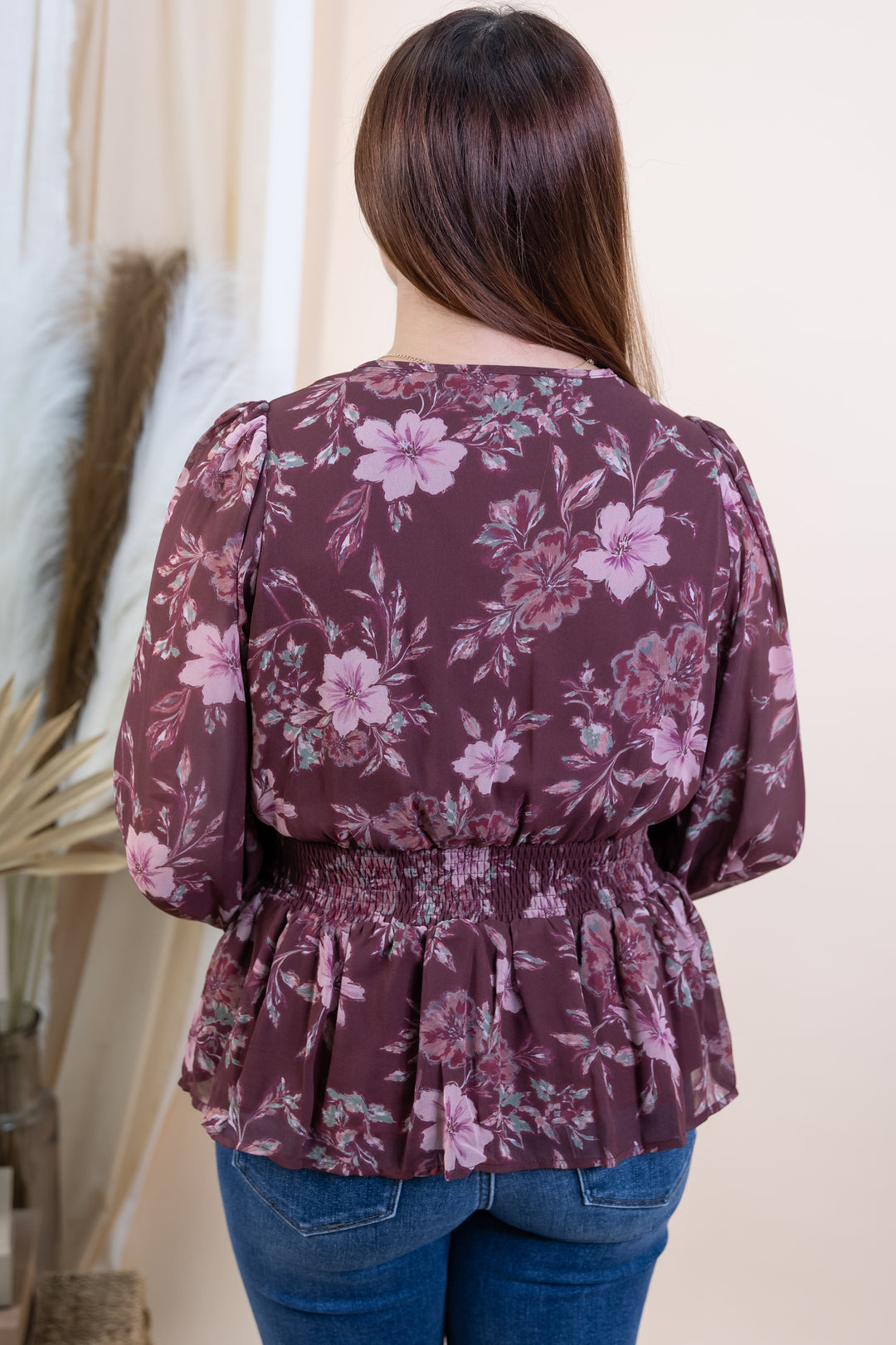 "Pretty Petal Party" Blouse (Wine)